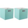 imageDII Collapsible Polyester Storage Cube Solid Lightweight and Durable Small Square 11x11x11quot BlackAqua