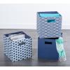 imageDII Collapsible Polyester Storage Cube Solid Lightweight and Durable Small Square 11x11x11quot BlackNautical Blue