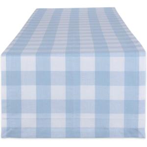 imageDII Buffalo Check Collection Classic Farmhouse Table Runner 14x72 Red ampamp BlackLight Blue  White