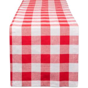 imageDII Buffalo Check Collection Classic Farmhouse Table Runner 14x72 Red ampamp BlackRed  White