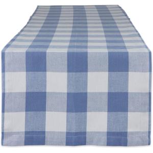 imageDII Buffalo Check Collection Classic Farmhouse Table Runner 14x72 Red ampamp BlackStonewash Blue
