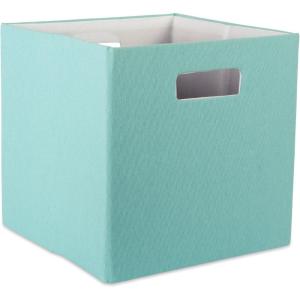 imageDII Collapsible Polyester Storage Cube Solid Lightweight and Durable Small Square 11x11x11quot BlackAqua