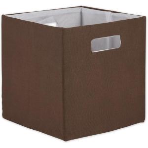 imageDII Collapsible Polyester Storage Cube Solid Lightweight and Durable Small Square 11x11x11quot BlackBark Brown