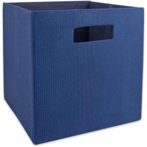 imageDII Collapsible Polyester Storage Cube Solid Lightweight and Durable Small Square 11x11x11quot BlackNautical Blue