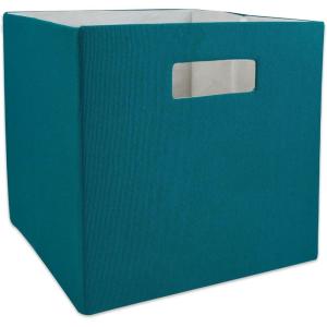 imageDII Collapsible Polyester Storage Cube Solid Lightweight and Durable Small Square 11x11x11quot BlackTeal