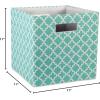 imageDII Hard Sided Collapsible Fabric Storage Container for Nursery Offices ampamp Home Organization 11x11x11  Lattice GrayAqua