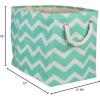 imageDII Polyester Container with Handles Chevron Storage Bin Large Round AquaAqua
