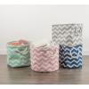 imageDII Polyester Container with Handles Chevron Storage Bin Large Round AquaGray