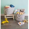 imageDII Polyester Container with Handles Chevron Storage Bin Large Round AquaGray