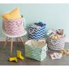 imageDII Polyester Container with Handles Chevron Storage Bin Large Round AquaGray