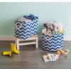imageDII Polyester Container with Handles Chevron Storage Bin Large Round AquaNavy