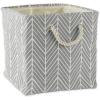 imageDII Polyester Container with Handles Herringbone Storage Bin Small Off WhiteGray