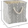 imageDII Polyester Container with Handles Herringbone Storage Bin Small Off WhiteGray