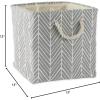 imageDII Polyester Container with Handles Herringbone Storage Bin Small Off WhiteGray