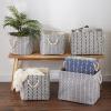 imageDII Polyester Container with Handles Herringbone Storage Bin Small Off WhiteGray