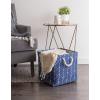 imageDII Polyester Container with Handles Herringbone Storage Bin Small Off WhiteNautical Blue