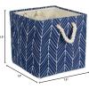 imageDII Polyester Container with Handles Herringbone Storage Bin Small Off WhiteNautical Blue