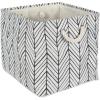 imageDII Polyester Container with Handles Herringbone Storage Bin Small Off WhiteOff White