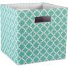 imageDII Hard Sided Collapsible Fabric Storage Container for Nursery Offices ampamp Home Organization 11x11x11  Lattice GrayAqua