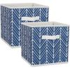 imageDII Non Woven Storage Collection Polyester Herringbone Bin Small Set of 2 Mauve 2 PieceNautical Blue