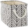 imageDII Polyester Container with Handles Herringbone Storage Bin Small Off WhiteOff White
