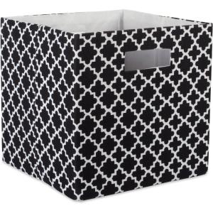 imageDII Hard Sided Collapsible Fabric Storage Container for Nursery Offices ampamp Home Organization 11x11x11  Lattice GrayBlack