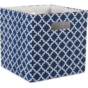imageDII Hard Sided Collapsible Fabric Storage Container for Nursery Offices ampamp Home Organization 11x11x11  Lattice GrayBlue