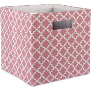 imageDII Hard Sided Collapsible Fabric Storage Container for Nursery Offices ampamp Home Organization 11x11x11  Lattice GrayRose