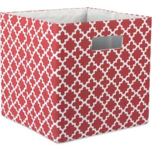 imageDII Hard Sided Collapsible Fabric Storage Container for Nursery Offices ampamp Home Organization 11x11x11  Lattice GrayRust