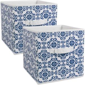 imageDII Non Woven Polyester Scroll Storage Bin Small Nautical Blue