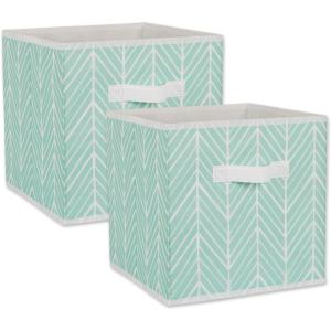 imageDII Non Woven Storage Collection Polyester Herringbone Bin Small Set of 2 Mauve 2 PieceAqua