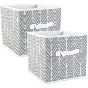 imageDII Non Woven Storage Collection Polyester Herringbone Bin Small Set of 2 Mauve 2 PieceGray