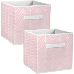 imageDII Non Woven Storage Collection Polyester Herringbone Bin Small Set of 2 Mauve 2 PieceMauve