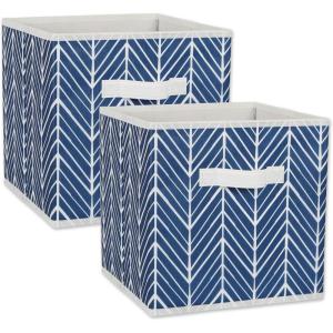 imageDII Non Woven Storage Collection Polyester Herringbone Bin Small Set of 2 Mauve 2 PieceNautical Blue