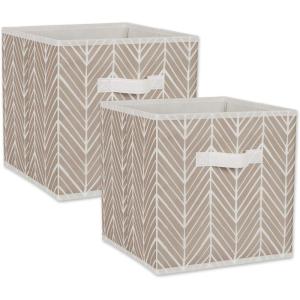 imageDII Non Woven Storage Collection Polyester Herringbone Bin Small Set of 2 Mauve 2 PieceStone