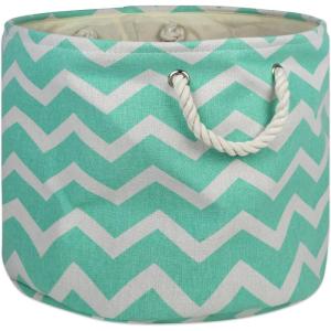 imageDII Polyester Container with Handles Chevron Storage Bin Large Round AquaAqua