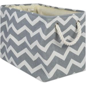 imageDII Polyester Container with Handles Chevron Storage Bin Large Round AquaGray
