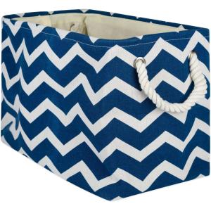 imageDII Polyester Container with Handles Chevron Storage Bin Large Round AquaNavy
