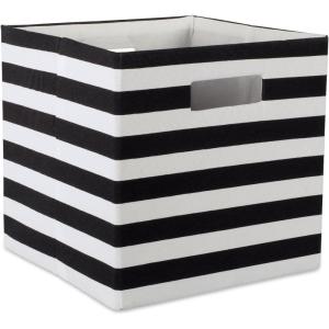 imageDII Polyester Cube Storage Collection Collapsible Hard Sided Bin 13x13x13quot Nautical BlueBlack