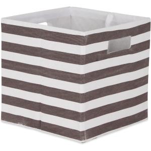 imageDII Polyester Cube Storage Collection Collapsible Hard Sided Bin 13x13x13quot Nautical BlueBrown