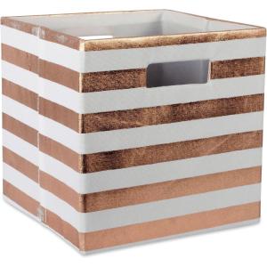 imageDII Polyester Cube Storage Collection Collapsible Hard Sided Bin 13x13x13quot Nautical BlueCopper