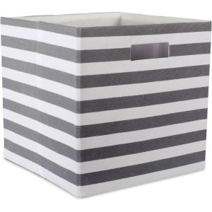 imageDII Polyester Cube Storage Collection Collapsible Hard Sided Bin 13x13x13quot Nautical BlueGray