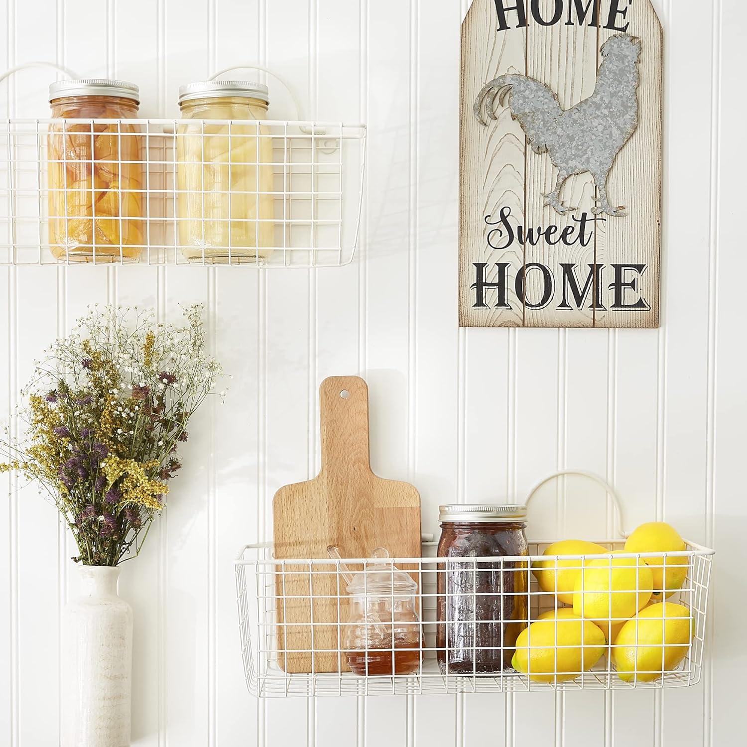 imageDII Farmhouse Vintage Dcor Wire Wall Basket Medium Bronze 2 PieceAntique White
