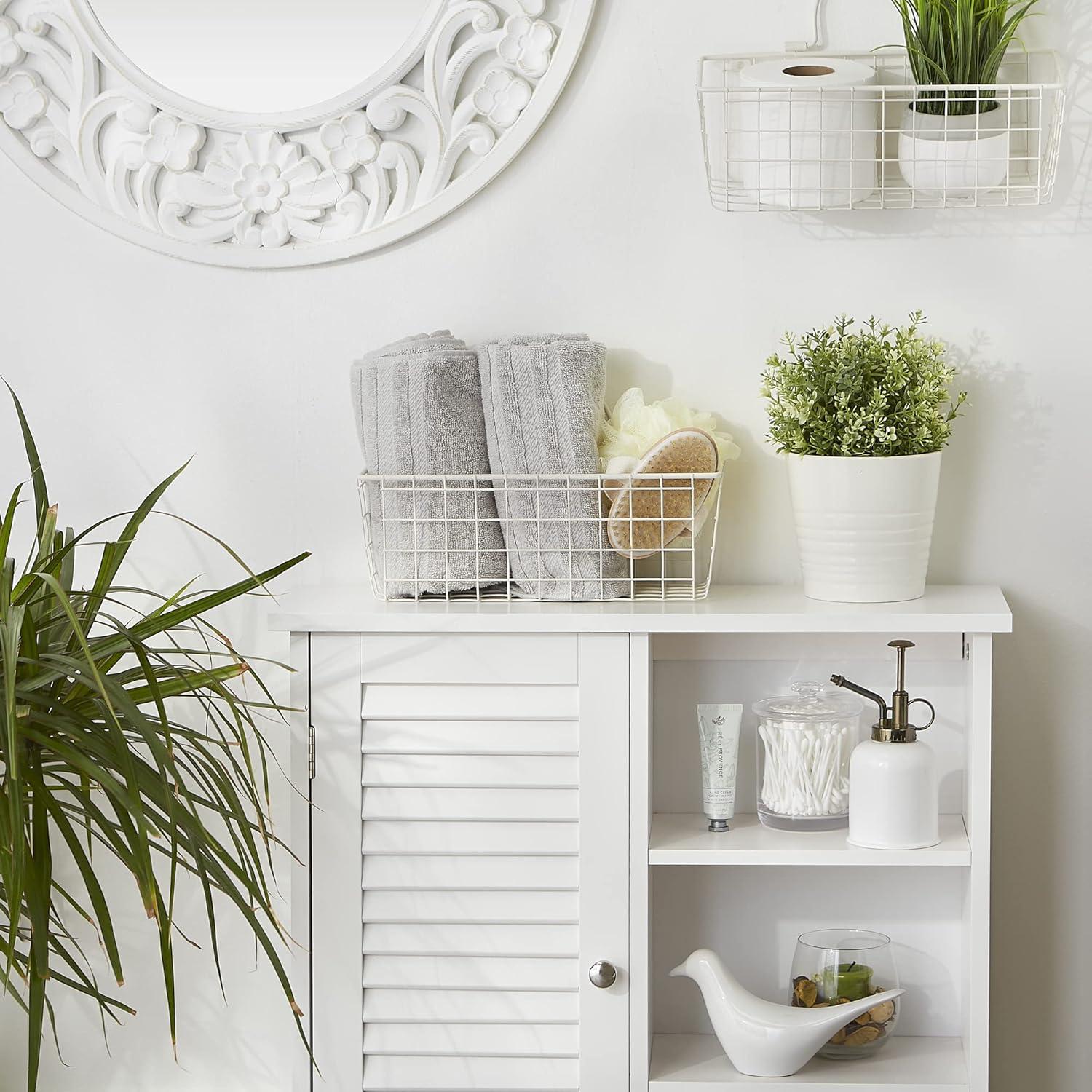 imageDII Farmhouse Vintage Dcor Wire Wall Basket Medium Bronze 2 PieceAntique White