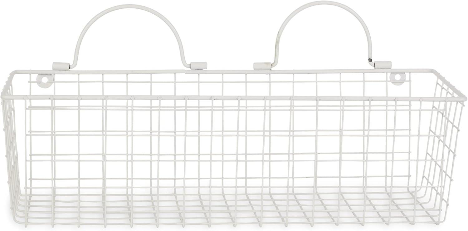 imageDII Farmhouse Vintage Dcor Wire Wall Basket Medium Bronze 2 PieceAntique White