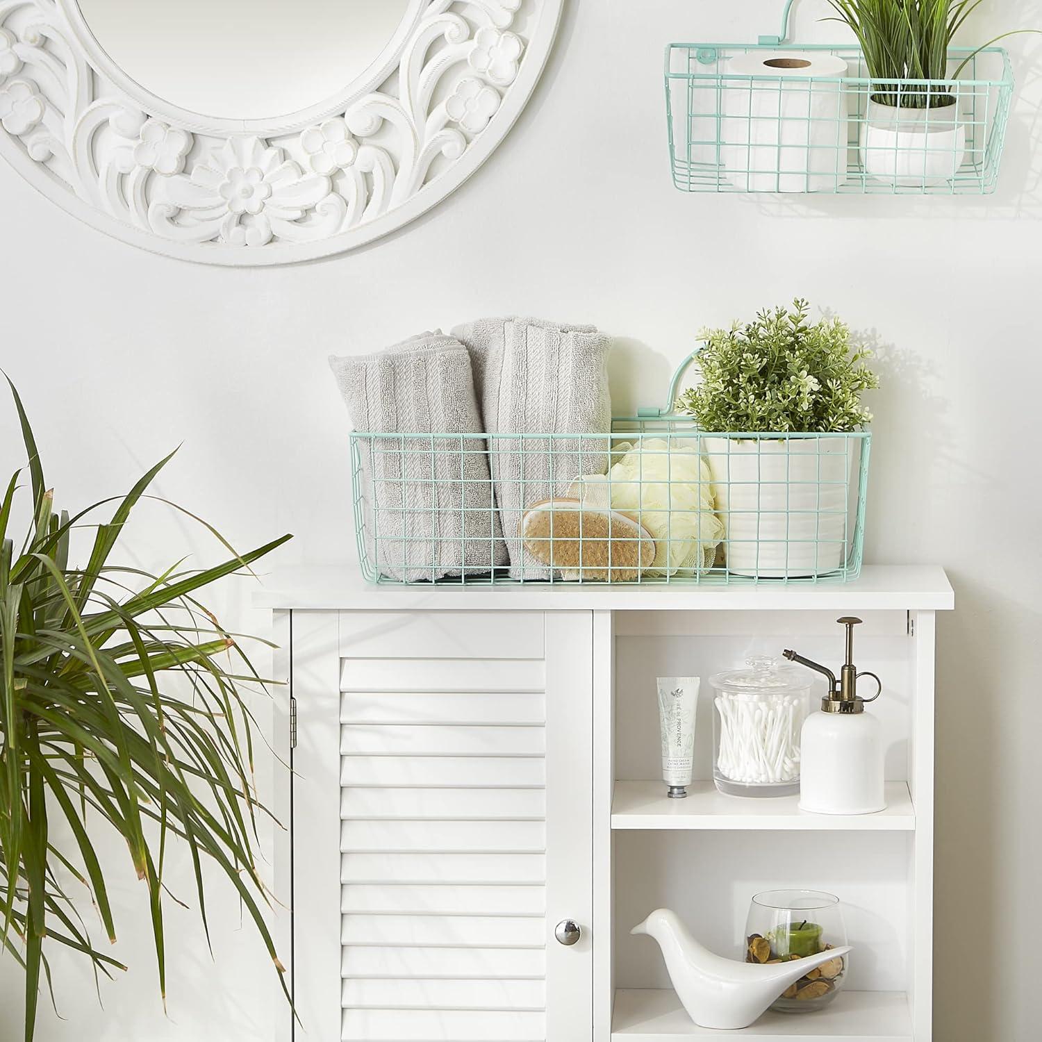 imageDII Farmhouse Vintage Dcor Wire Wall Basket Medium Bronze 2 PieceAqua