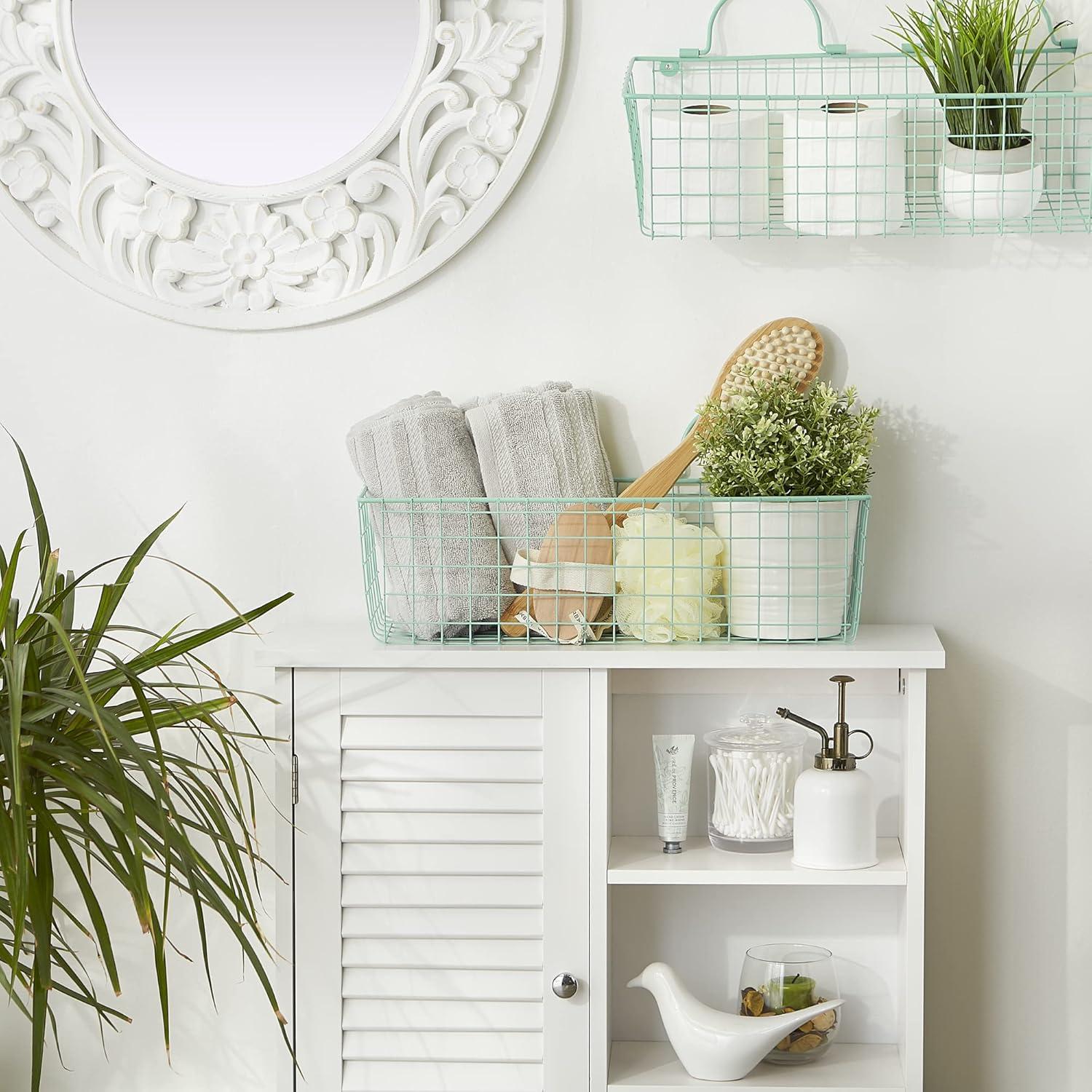imageDII Farmhouse Vintage Dcor Wire Wall Basket Medium Bronze 2 PieceAqua
