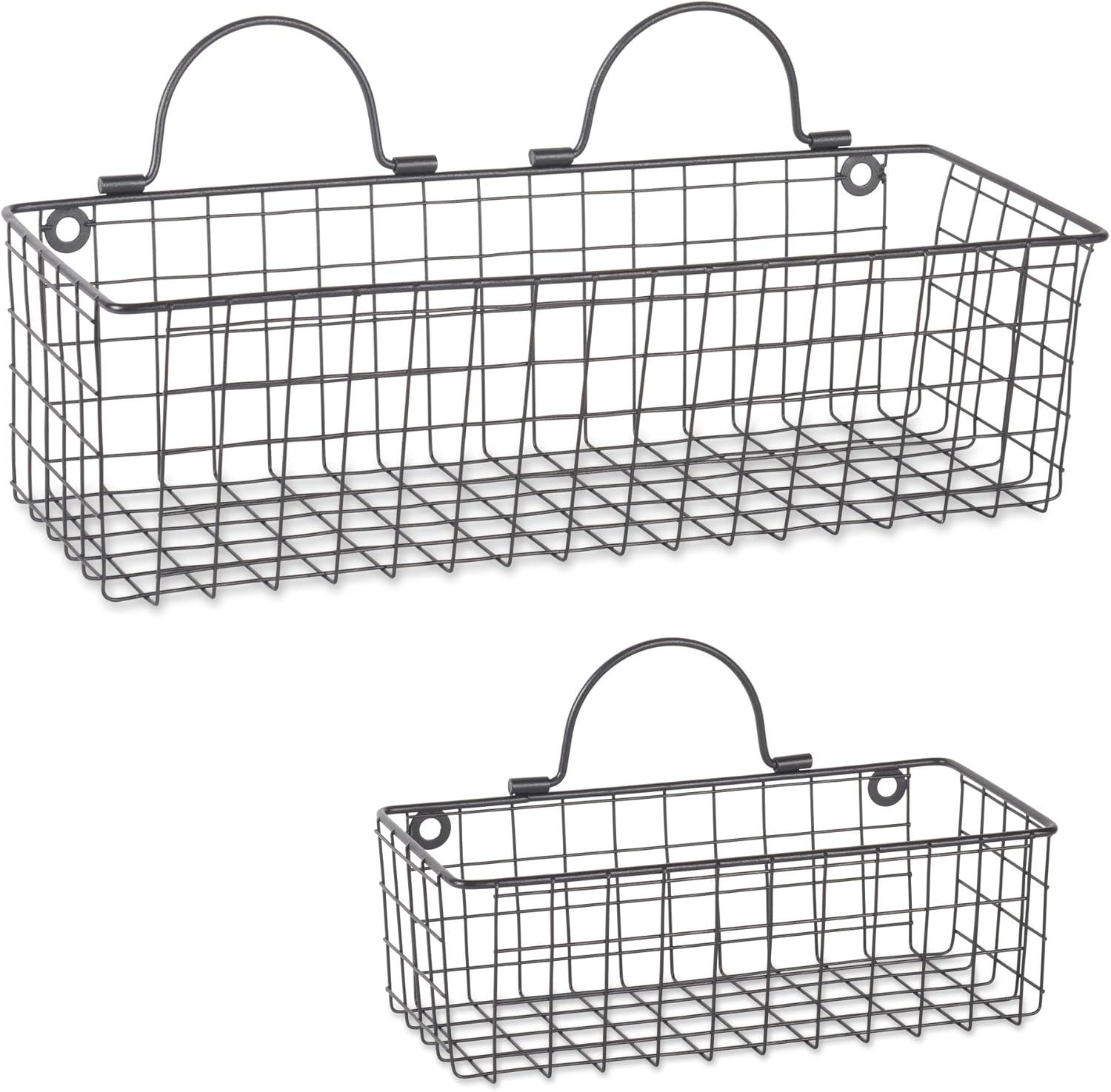 imageDII Farmhouse Vintage Dcor Wire Wall Basket Medium Bronze 2 PieceBlack