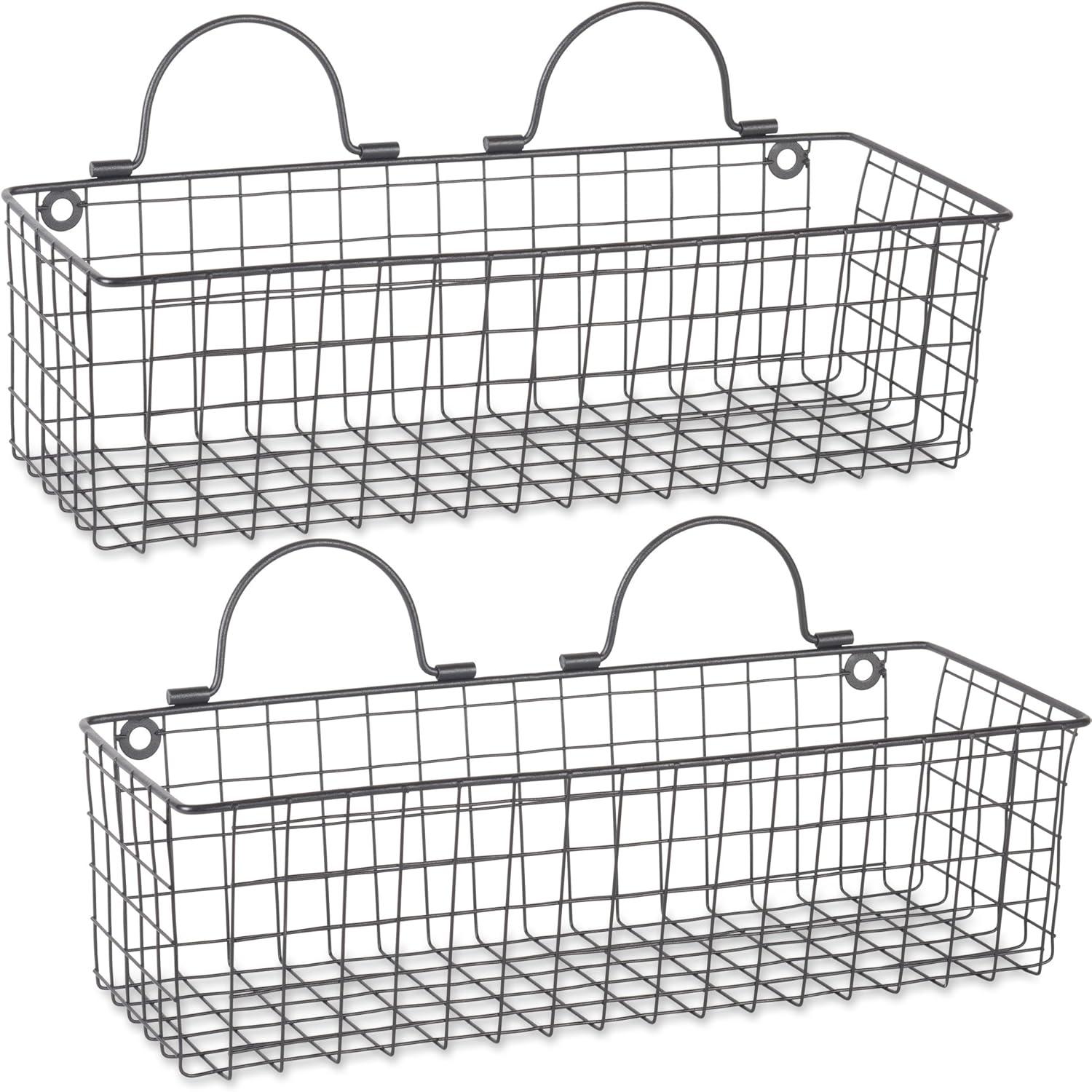 imageDII Farmhouse Vintage Dcor Wire Wall Basket Medium Bronze 2 PieceBlack