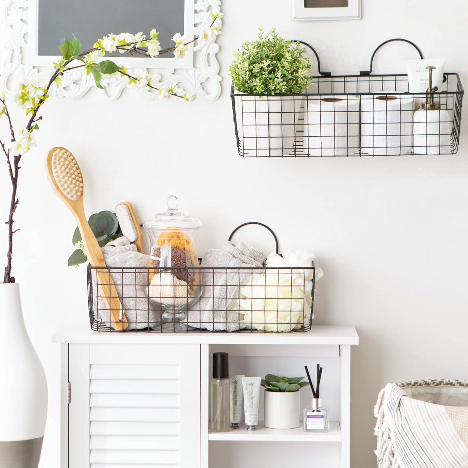 imageDII Farmhouse Vintage Dcor Wire Wall Basket Medium Bronze 2 PieceBlack